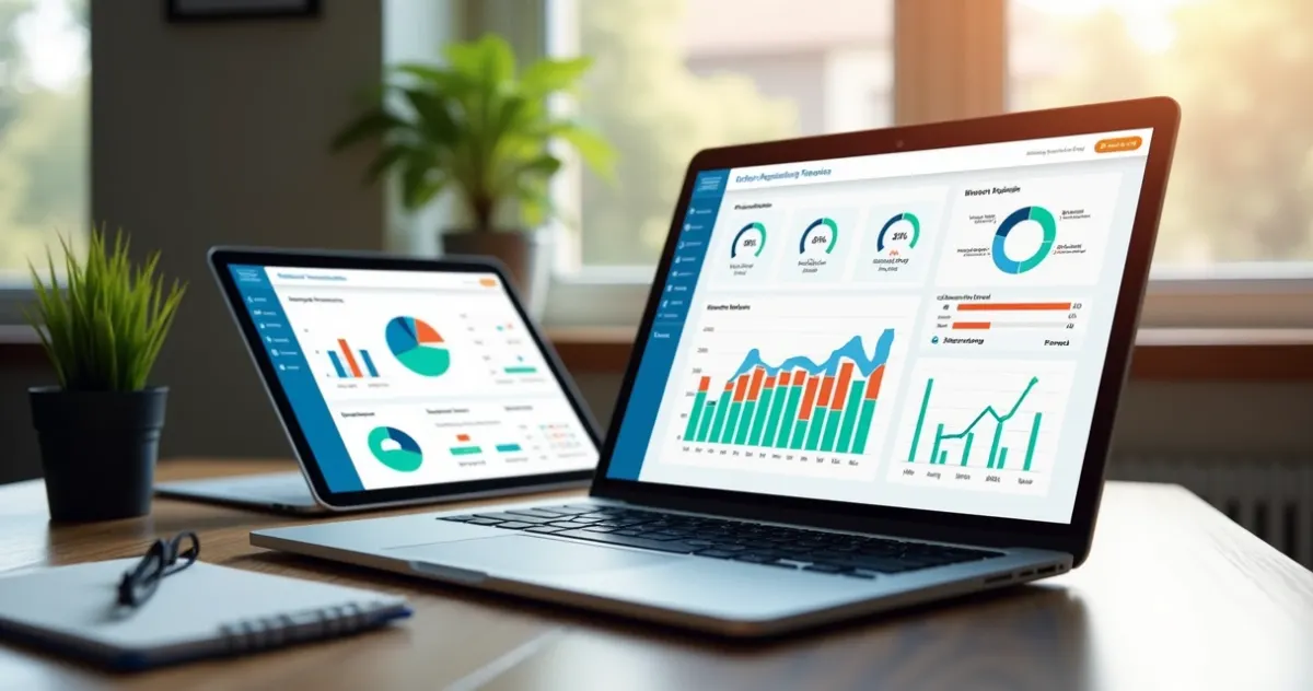 Painel de dashboard de marketing digital exibindo métricas-chave 
