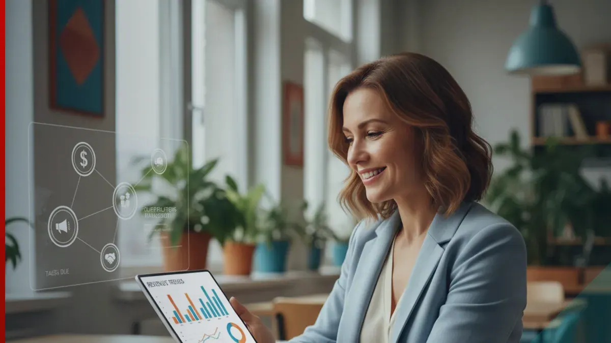 Gestora analisando oportunidades para aumentar vendas com marketing digital