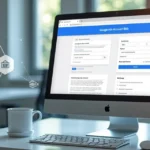 Tela de computador exibindo painel de criação de conta no Google Ads com informações comerciais e formas de pagamento