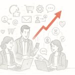Pequenos empresários usando tecnologia acessível para marketing digital