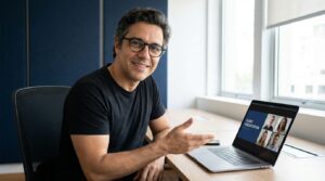 Fernando Affonso em videochamada consultiva com cliente — Funil de vendas digital para PMEs