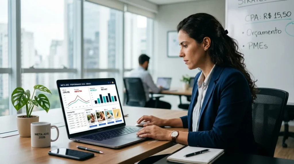 Dashboard de Meta Ads em 2026 com dados de campanhas, criativos e automação para PMEs