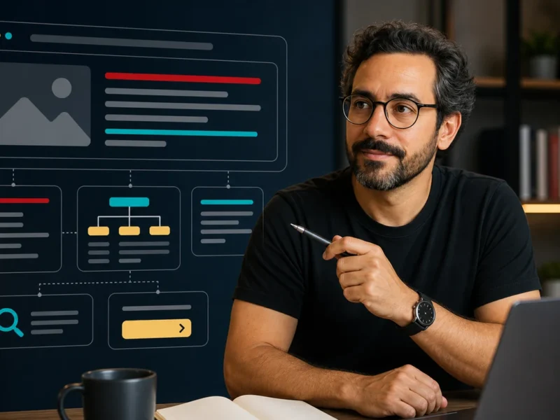 Fernando Affonso analisando estrutura de SEO on-page para PMEs em quadro digital